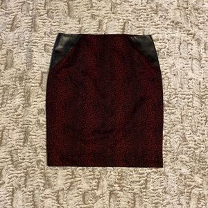 Chaus New York Red Cheetah Print Skirt